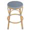 Lily French Country Blue Woven Rattan Outdoor Backless Counter Stool