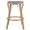 Lily French Country Blue Woven Rattan Outdoor Backless Counter Stool