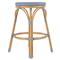 Lily French Country Blue Woven Rattan Outdoor Backless Counter Stool