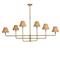 Polly Coastal Beach Brown Rattan Shade Natural Brass Chandelier