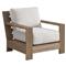 Sophia Coastal Beach Off White Boucle Brown Teak Outdoor Lounge Chair