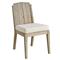 Sophia Coastal Beach Off White Boucle Brown Teak Wood Outdoor Dining Chair