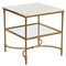 Rhea French Country White Marble Gold Metal Square End Table