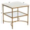 Rhea French Country White Marble Gold Metal Square End Table