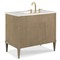 Cerise Updated Traditional White Marble Brown Wood Oak Vanity Sink - 37&quot;