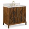 Ridge Updated Traditional White Marble Brown Mahogany Wood Vanity Sink - 37&quot;