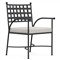 Emeline Cream Upholstered Black Iron Outdoor Dining Arm Chair