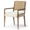Ronan Coastal Beige Performance Woven Rush Brown Oak Wood Dining Arm Chair