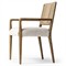 Ronan Coastal Beige Performance Woven Rush Brown Oak Wood Dining Arm Chair