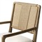 Ronan Coastal Beige Performance Woven Rush Brown Oak Wood Dining Arm Chair
