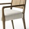 Ronan Coastal Beige Performance Woven Rush Brown Oak Wood Dining Arm Chair