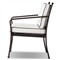 Gretchen French Country White Upholstered Black Welt Aluminum Outdoor Dining Arm Chair