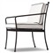 Gretchen French Country White Upholstered Black Welt Aluminum Outdoor Dining Side Chair