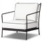 Gretchen French Country White Upholstered Black Welt Aluminum Outdoor Lounge Chair