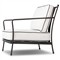 Gretchen French Country White Upholstered Black Welt Aluminum Outdoor Lounge Chair