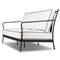 Gretchen French Country White Upholstered Black Welt Aluminum Outdoor Sofa - 76&quot;