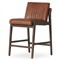 Ali Mid Century Modern Brown Leather Channel Tufted Wood Counter Stool