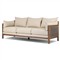 Louis Coastal Beach Beige Upholstered Brown Teak Cane Outdoor Sofa - 86&quot;