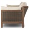 Louis Coastal Beach Beige Upholstered Brown Teak Cane Outdoor Sofa - 86&quot;