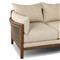Louis Coastal Beach Beige Upholstered Brown Teak Cane Outdoor Sofa - 86&quot;