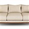 Louis Coastal Beach Beige Upholstered Brown Teak Cane Outdoor Sofa - 86&quot;