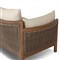 Louis Coastal Beach Beige Upholstered Brown Teak Cane Outdoor Sofa - 86&quot;