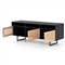 Emilie Mid Century Black Mango Wood Woven Cane Iron Base Media Console - 65&quot;W Overstock