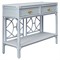 Worlds Away Gideon Coastal Beach Light Blue Rattan Console Table