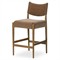 Odelia Modern Classic Brown Velvet Oak Wood Counter Stool