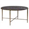 Emari French Country Black Marble Antique Brass Round Coffee Table
