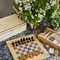 AERIN Updated Traditional Cream Shagreen Burl Wood 5 in 1 Game Set