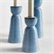 Lilibeth Coastal Beach Blue Glazed Stoneware Candleholder - Set of 3