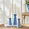 Lilibeth Coastal Beach Blue Glazed Stoneware Candleholder - Set of 3