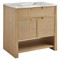 Corine Coastal Beach White Carrara Marble Oak Woven Cane Vanity Sink - 36&quot;