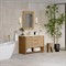 Corine Coastal Beach White Carrara Marble Oak Woven Cane Vanity Sink - 48&quot;