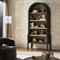 Ivan Updated Traditional Brown Black Oak Wood Arched Bookcase