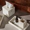Pigeon and Poodle Proviso Modern Classic White Fluted Marble Nested Tray - Set of 2