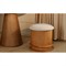 Jonathan Modern Cream Chennile Brown Birch Round Storage Ottoman