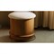 Jonathan Modern Cream Chennile Brown Birch Round Storage Ottoman