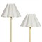 Polly French White Scalloped Linen Shade Natural Brass Double Arm Table Lamp