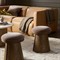 Mira Modern Classic Brown Velvet Dark Wood Round Stool
