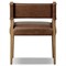 Ely Rustic Lodge Cigar Brown Leather Light Oak Wood Dining Arm Chair