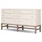Philip Modern Classic Cream Raffia Mahogany Wood Double Dresser