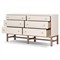 Philip Modern Classic Cream Raffia Mahogany Wood Double Dresser
