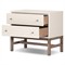 Philip Modern Classic Cream Raffia Mahogany Wood Nightstand