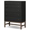 Philip Modern Classic Black Raffia Mahogany Wood Tall Dresser