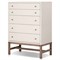 Philip Modern Classic Cream Raffia Mahogany Wood Tall Dresser