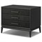 Rosal Modern Classic Black Oak Woven Rush Nightstand