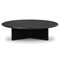 Rosal Modern Classic Black Oak Woven Rush Round Coffee Table