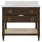 Worlds Away Cutler French Country White Marble Cane Dark Brown Oak Vanity Sink - 37&quot;